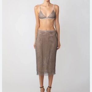 SAU LEE Women's Silver Sequin Skirt